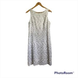 ONYX Nite Dress 10 Lined Beautiful Metallic Lace Overlay Scalloped Hem Vintage